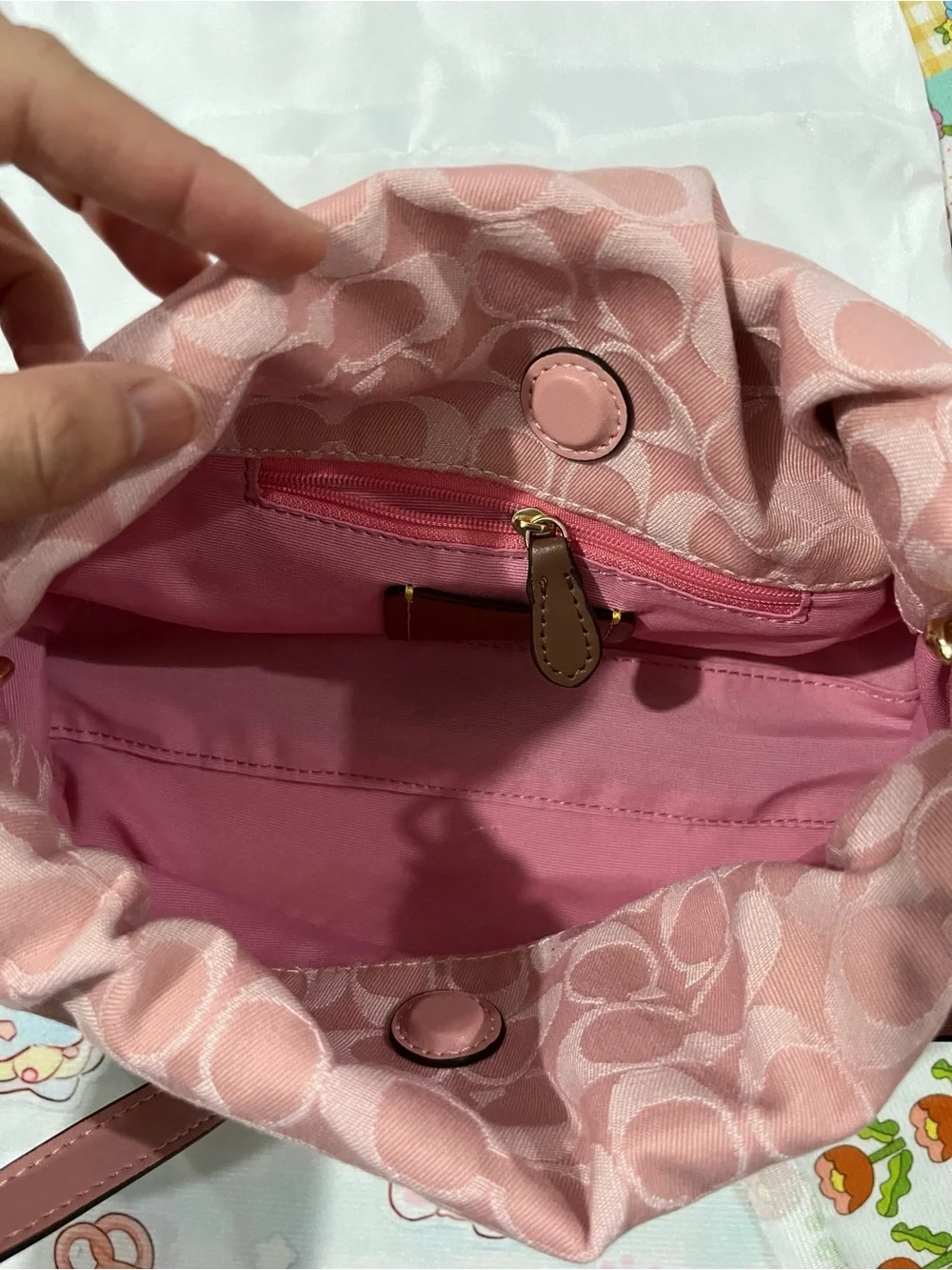 Coach Blush Pink Signature Jacquard Shoulder Bag